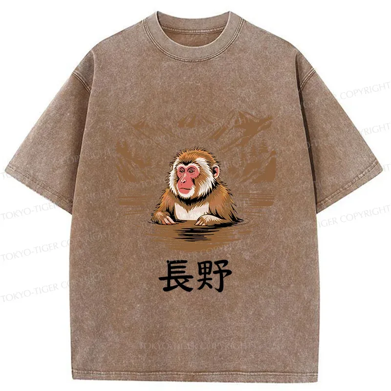 Tokyo-Tiger Monkey In Nagano Washed T-Shirt