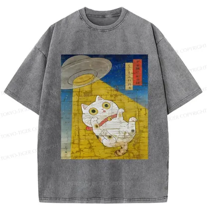 Tokyo-Tiger Funny Meow-FO Kidnapping Cat Washed T-Shirt