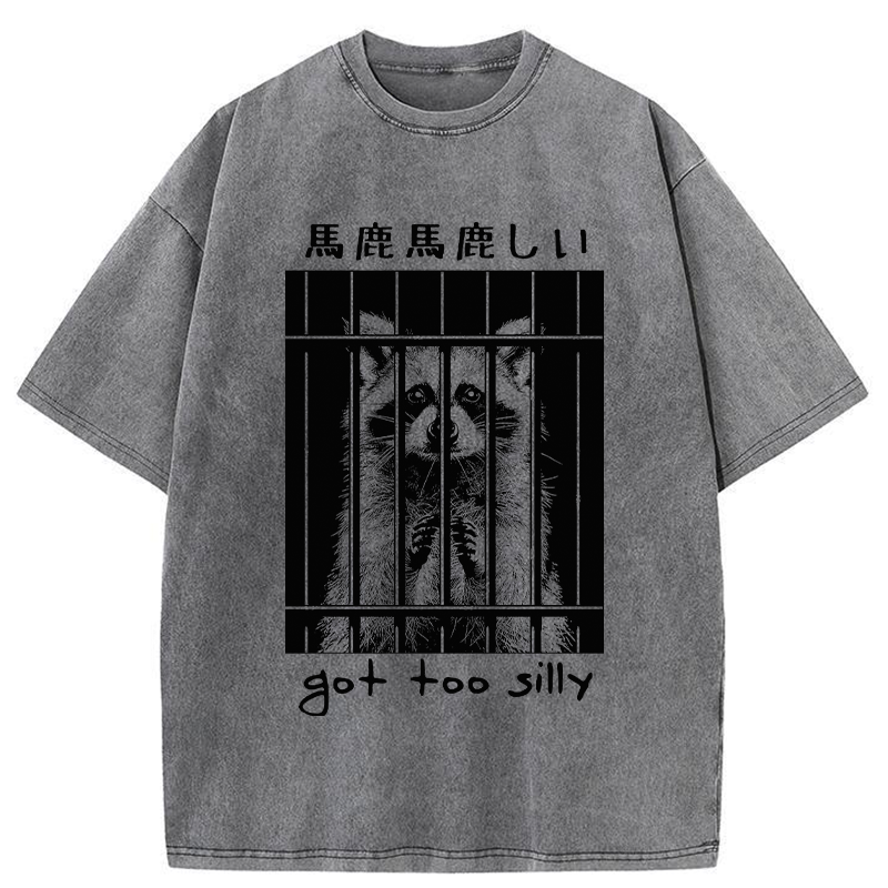 Tokyo-Tiger Raccoon Got Too Silly Washed T-Shirt