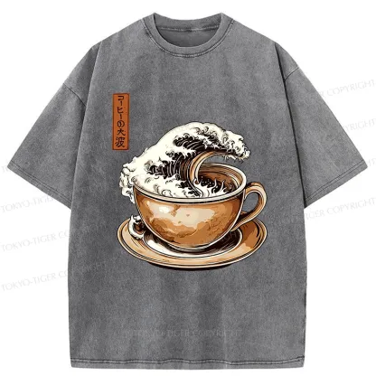 Tokyo-Tiger The Great Coffee Wave Washed T-Shirt