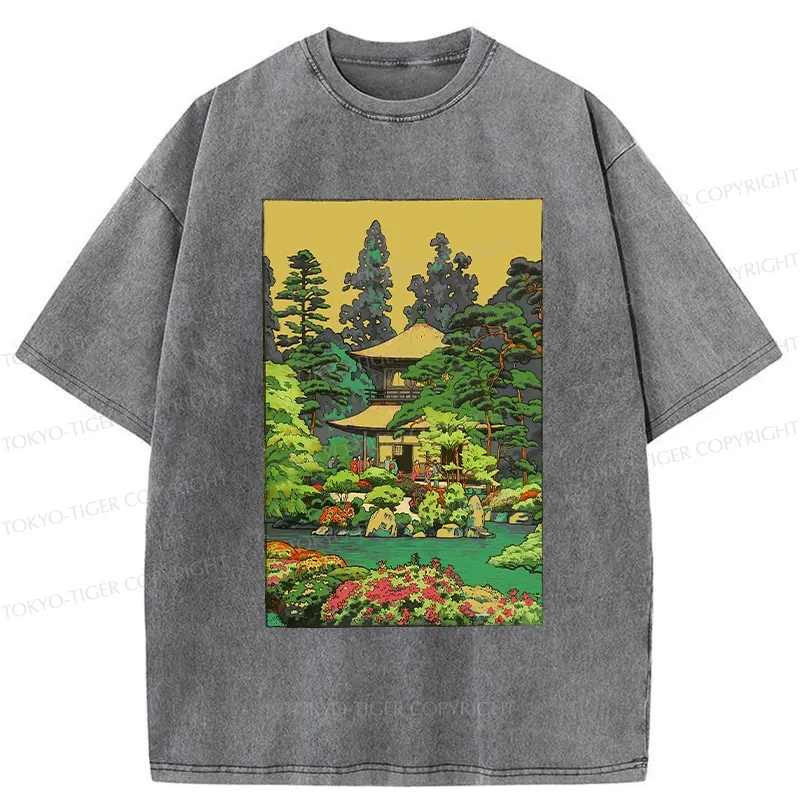 Tokyo-Tiger Retro Kyoto Garden Washed T-Shirt Sale