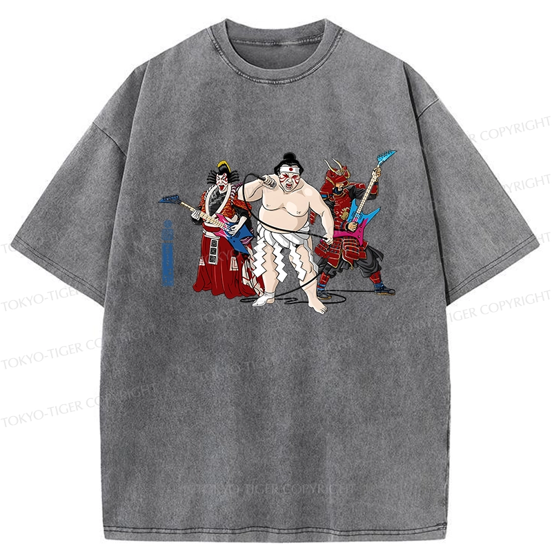 Tokyo-Tiger The Rock Kabuki Samurai Sumo Washed T-Shirt
