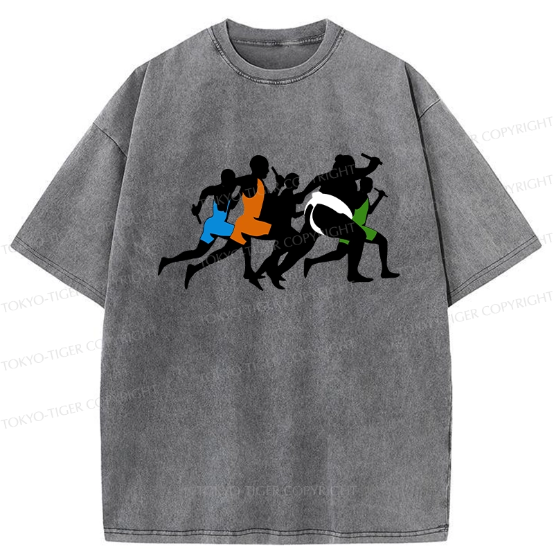 Tokyo-Tiger Funny Sumo Race Washed T-Shirt