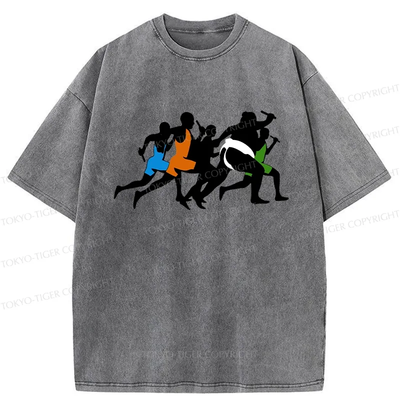 Tokyo-Tiger Funny Sumo Race Washed T-Shirt