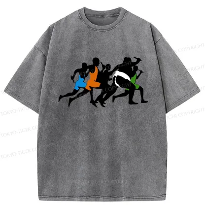 Tokyo-Tiger Funny Sumo Race Washed T-Shirt