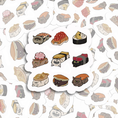 Tokyo-Tiger Cute Cat Sushi Sticker