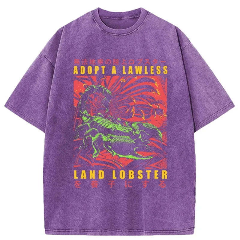 Tokyo-Tiger Adopting A Land Lobster Japanese Washed T-Shirt