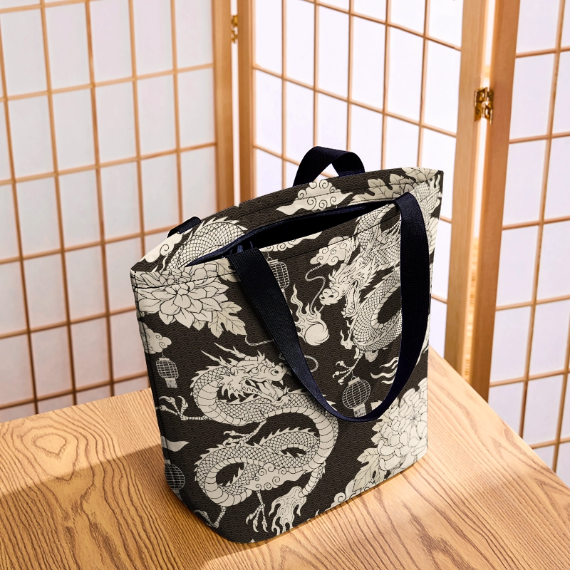 Tokyo-Tiger Two Dragons Playing With A Pearl Zipper Tote Bag