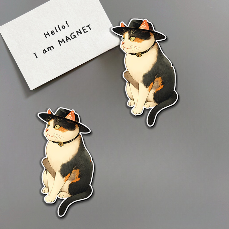 Tokyo-Tiger Hat-Wearing Cat Fridge Magnet