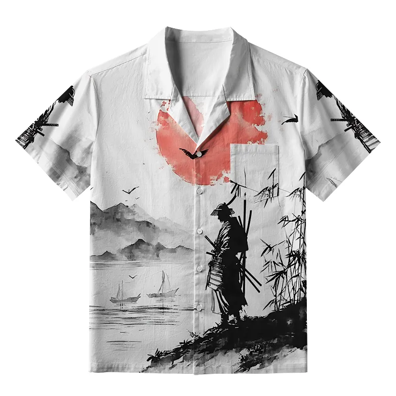 Tokyo-Tiger Samurai At Sunset Aloha Hawaiian Shirt Sale