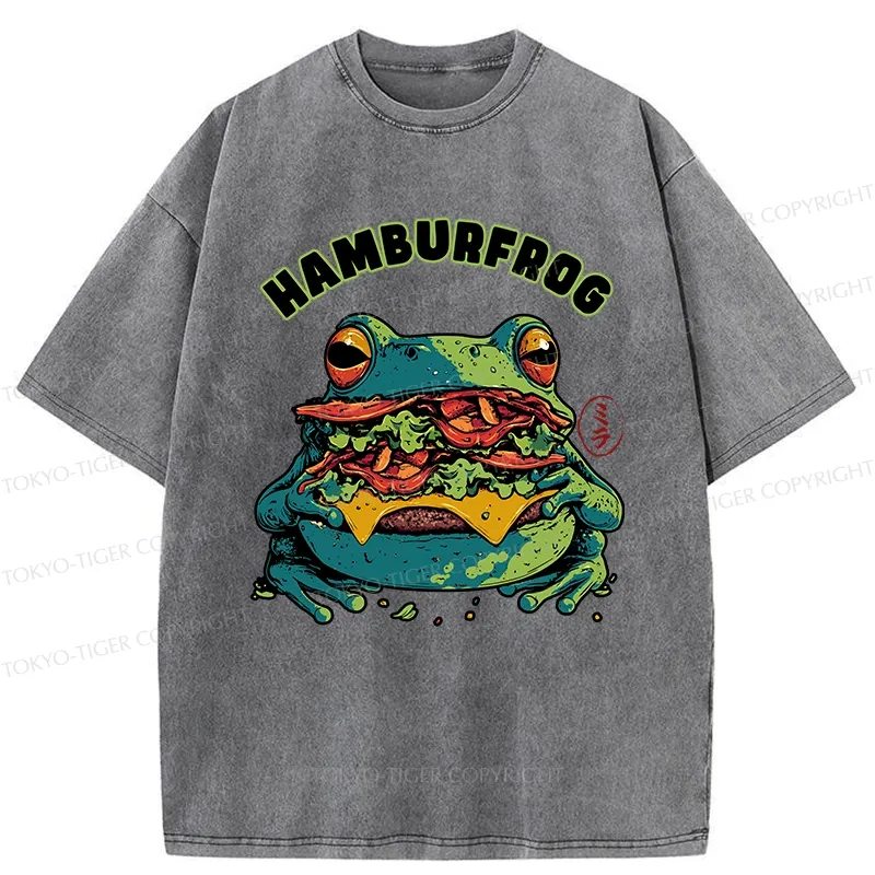 Tokyo-Tiger Funny Hamburfrog Washed T-Shirt