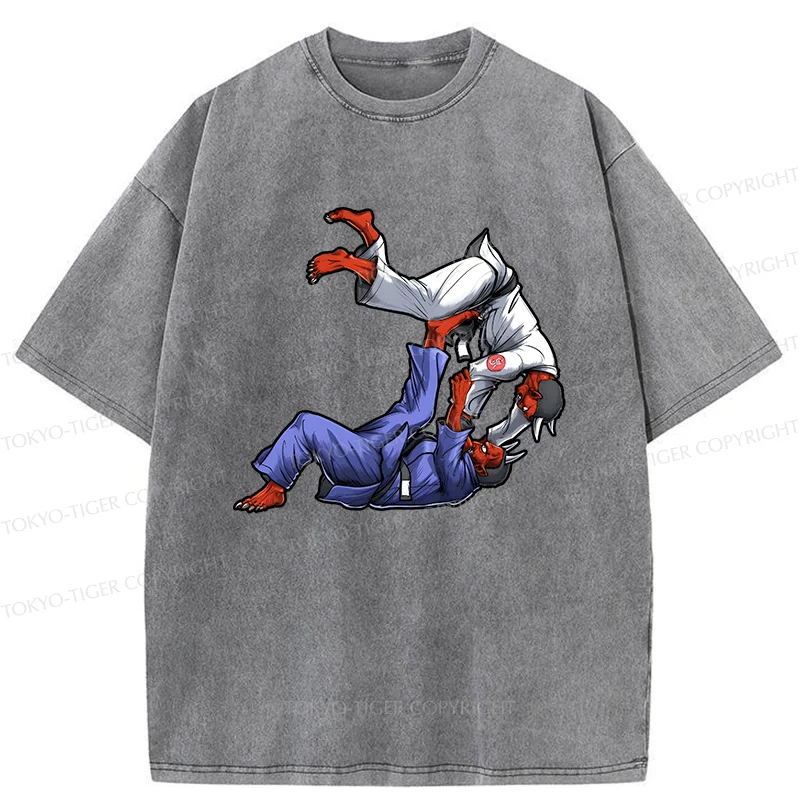 Tokyo-Tiger Karate Duel Ghost Washed T-Shirt