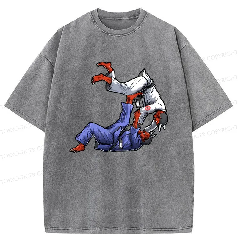 Tokyo-Tiger Karate Duel Ghost Washed T-Shirt
