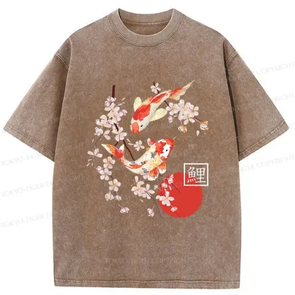 Tokyo-Tiger Japanese Auspicious Carp Washed T-Shirt
