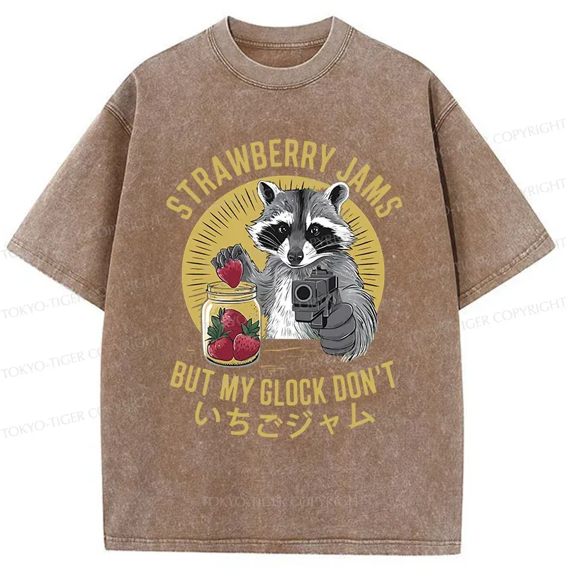 Tokyo-Tiger Strawberry Jam Raccoon Washed T-Shirt