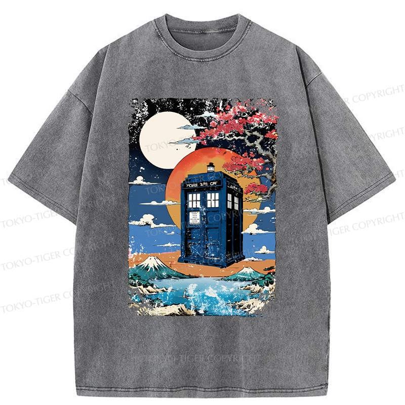 Tokyo-Tiger Tardis Under The Moonlight Washed T-Shirt