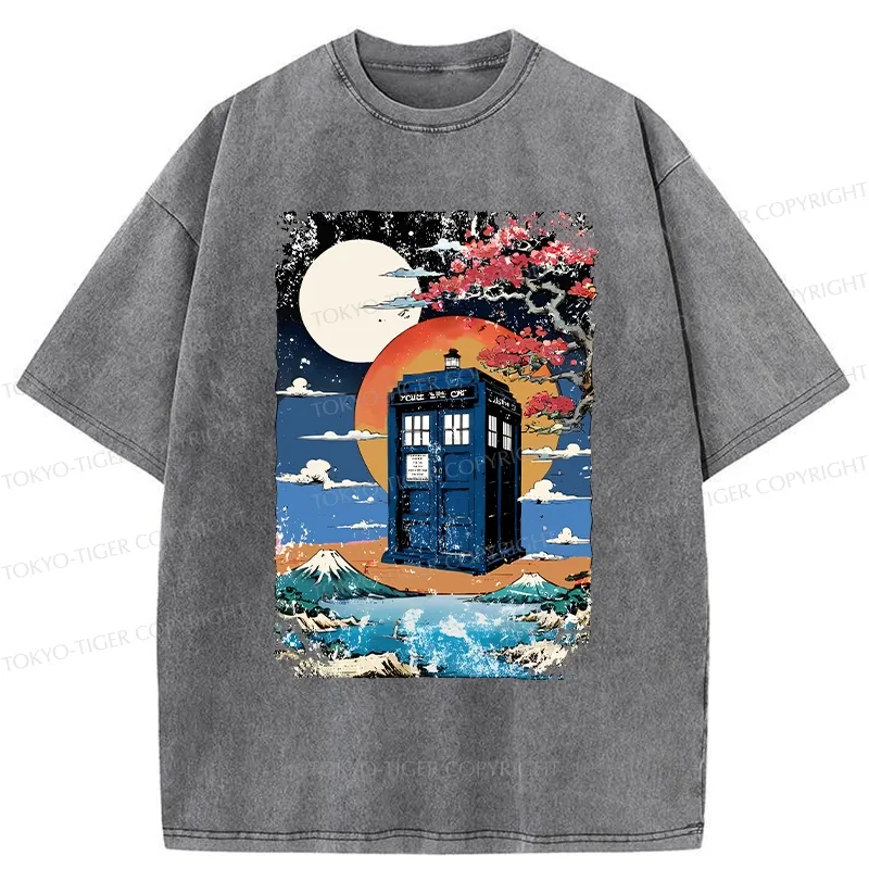 Tokyo-Tiger Tardis Under The Moonlight Washed T-Shirt