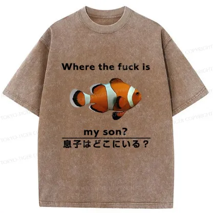 Tokyo-Tiger Fish Looking For Son Washed T-Shirt