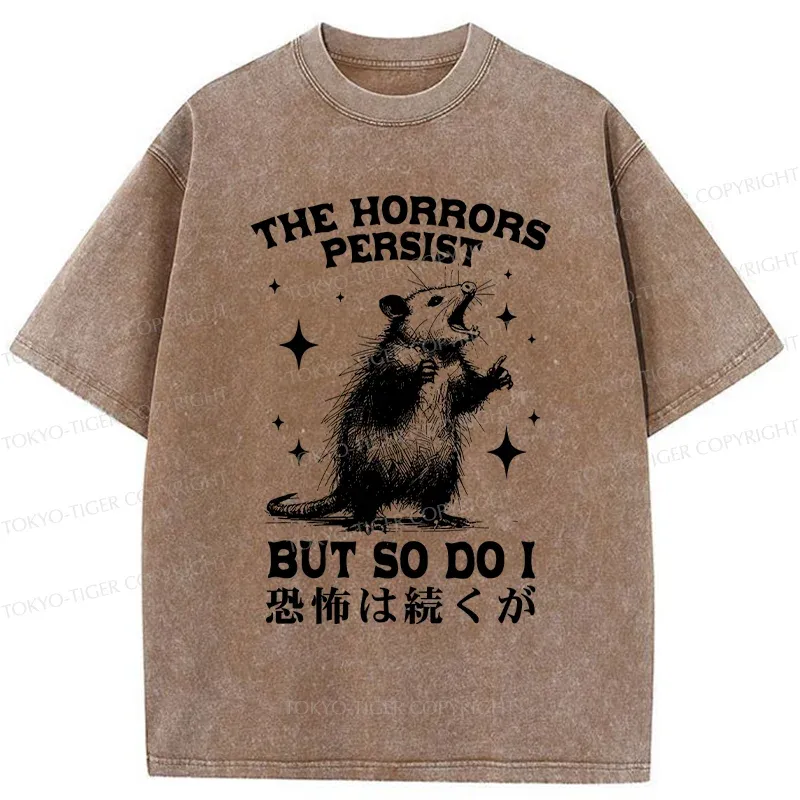 Tokyo-Tiger Possum Suffering Terror Washed T-Shirt