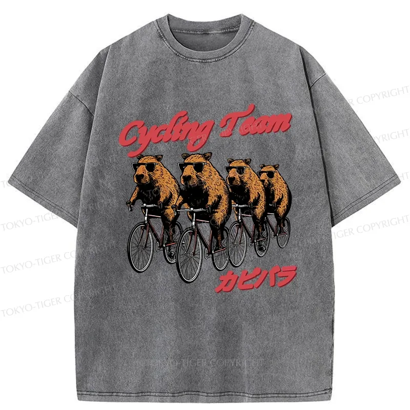 Tokyo-Tiger Capybara Cycling Team Washed T-Shirt