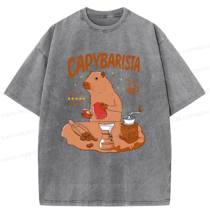 Tokyo-Tiger Capybara Brew Coffee Washed T-Shirt