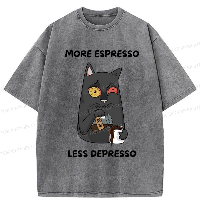 Tokyo-Tiger Japan More Espresso Less Depresso Washed T-Shirt