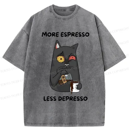 Tokyo-Tiger Japan More Espresso Less Depresso Washed T-Shirt
