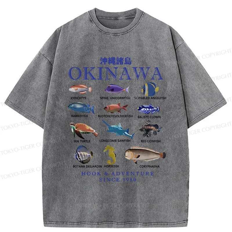 Tokyo-Tiger Okinawa Islands Fish Washed T-Shirt