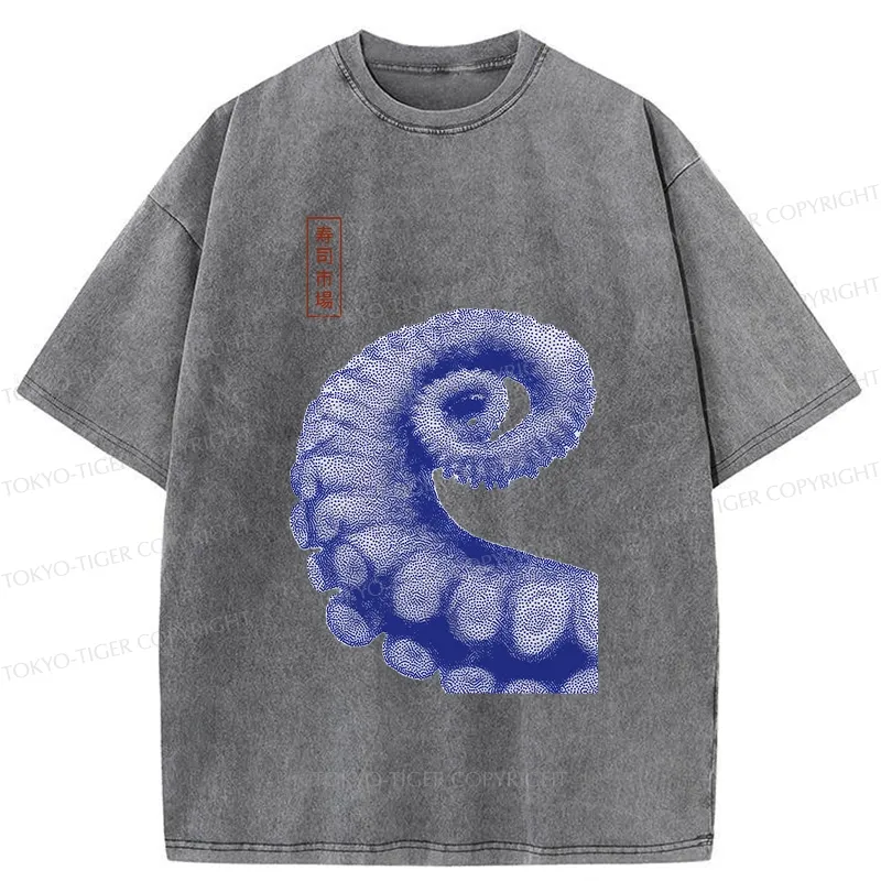Tokyo-Tiger Octopus Tentacle Washed T-Shirt