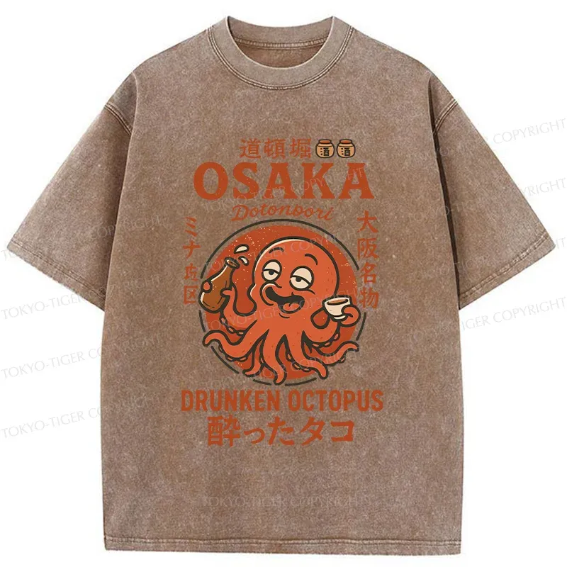 Tokyo-Tiger Dotonbori Octopu Washed T-Shirt