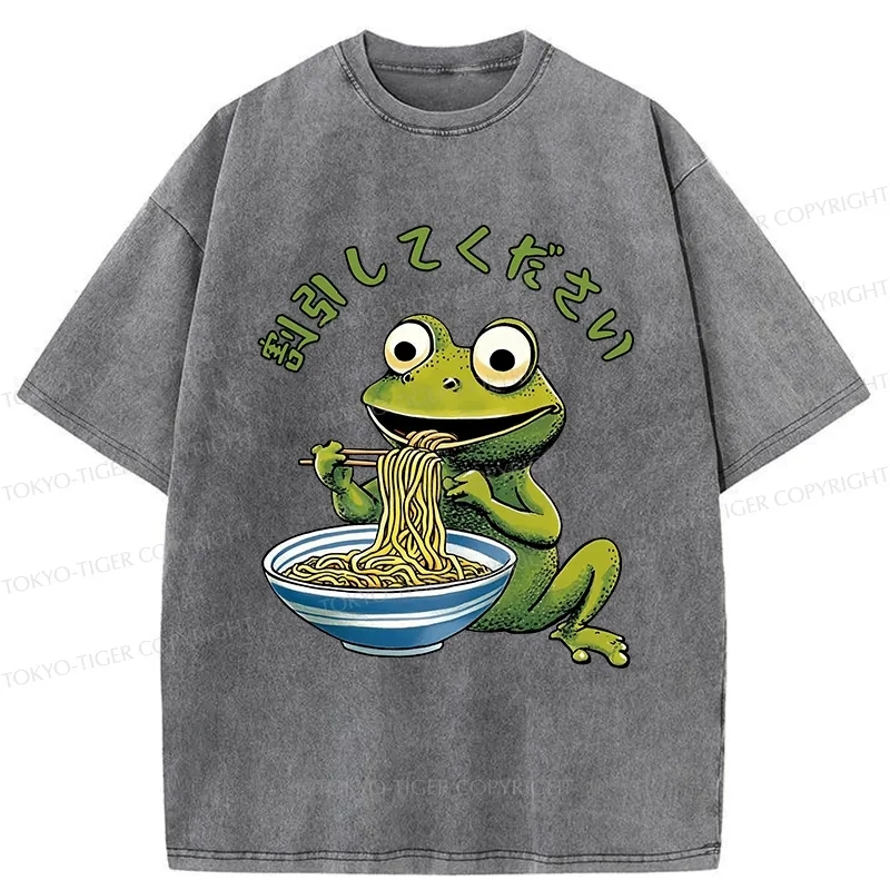 Tokyo-Tiger Please Give Frog A Discount Washed T-Shirt
