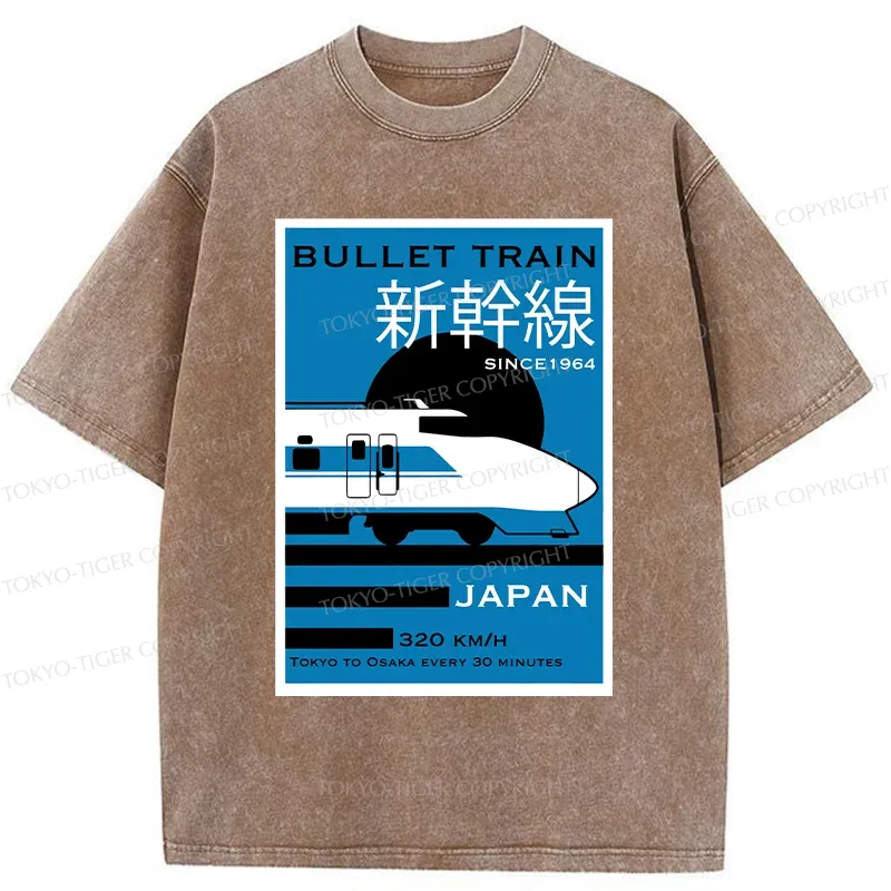 Tokyo-Tiger Japanese Shinkansen Poster Washed T-Shirt