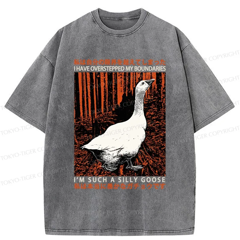 Tokyo-Tiger Such A Silly Goose Funny Washed T-Shirt