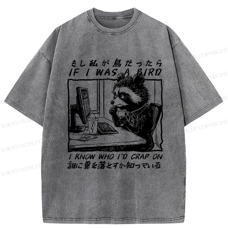 Tokyo-Tiger Funny If I Was A Bird Washed T-Shirt
