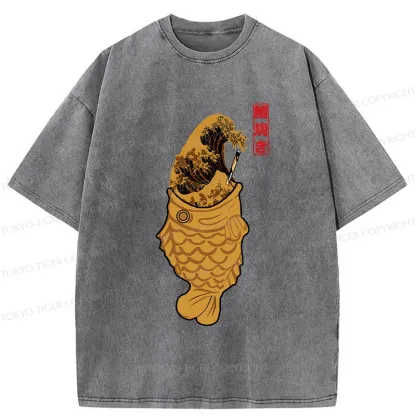 Tokyo-Tiger The Great Wave Off Taiyaki Washed T-Shirt