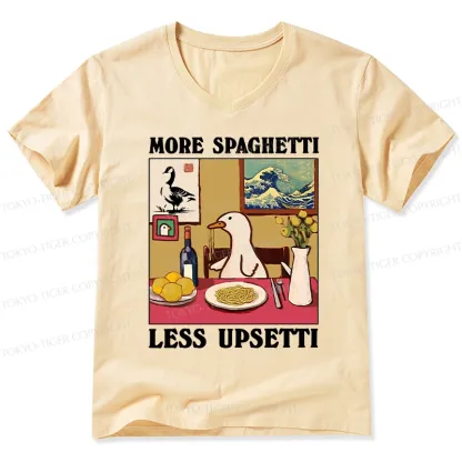 Tokyo-Tiger More Spaghetti Less Upsetti Goose V-Neck Classic T-Shirt