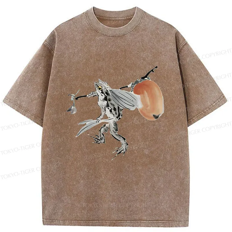 Tokyo-Tiger Frog About To Travel Washed T-Shirt