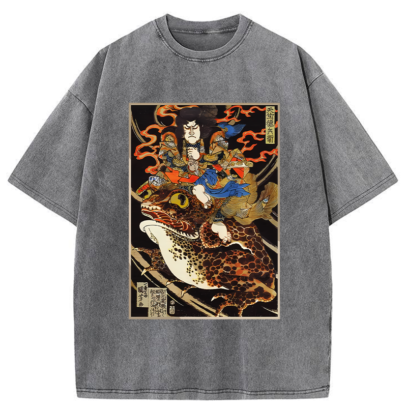 Tokyo-Tiger Japanese Samurai Ride A Toad Washed T-Shirt