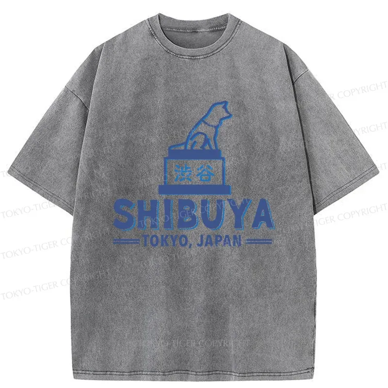 Tokyo-Tiger Loyal Dog Statue Washed T-Shirt