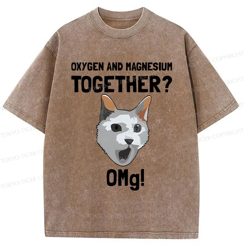 Tokyo-Tiger Surprised Cat Washed T-Shirt