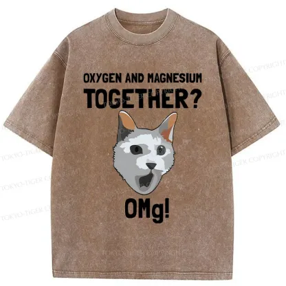 Tokyo-Tiger Surprised Cat Washed T-Shirt