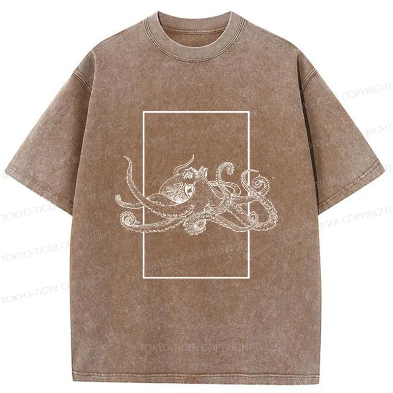 Tokyo-Tiger Japanese Giant Octopus Washed T-Shirt