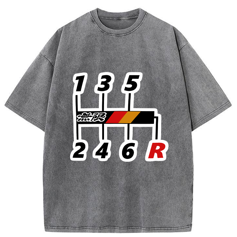 Tokyo-Tiger Car Gear Stick Washed T-Shirt