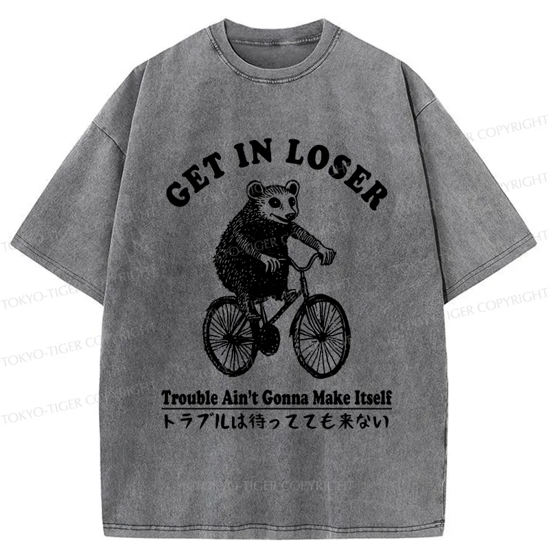 Tokyo-Tiger Get In Loser Opossum Washed T-Shirt