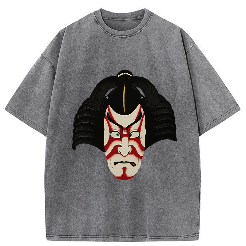 Tokyo-Tiger Japanese Ukiyo-e Kabuki Washed T-Shirt