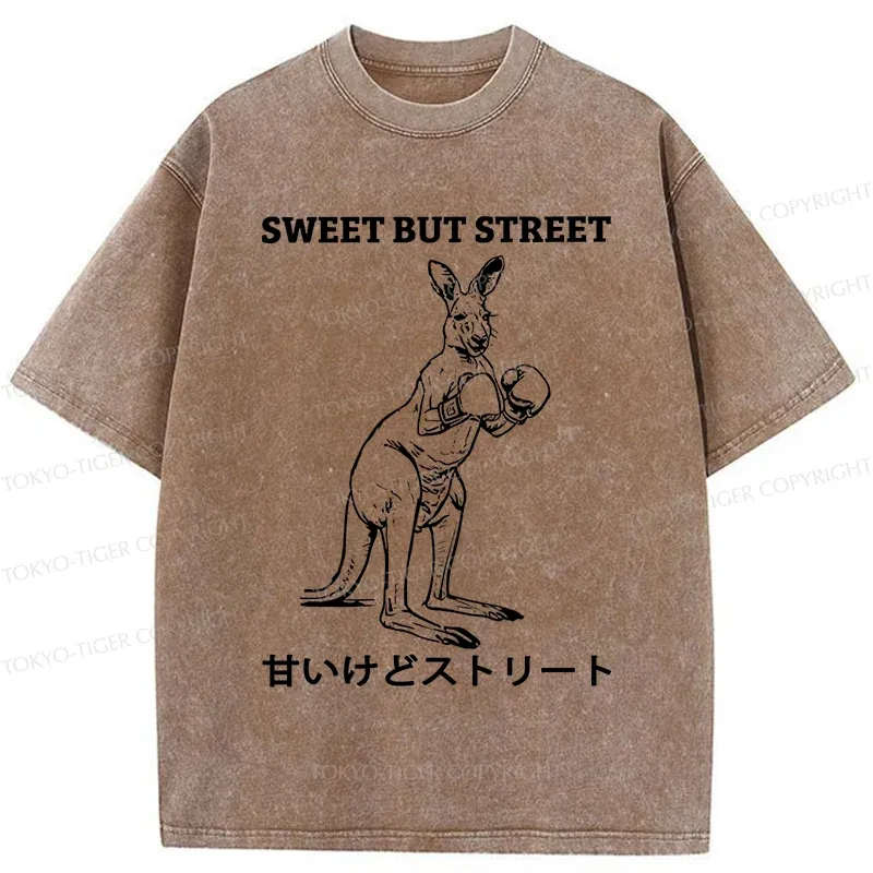 Tokyo-Tiger Funny Kangaroo Washed T-Shirt