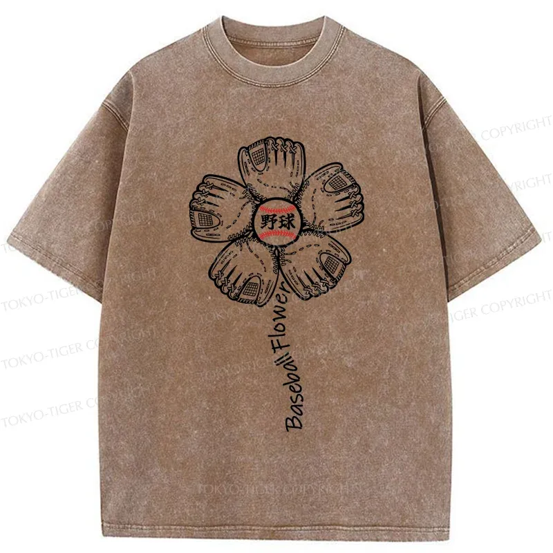 Tokyo-Tiger Baseball Flower Washed T-Shirt