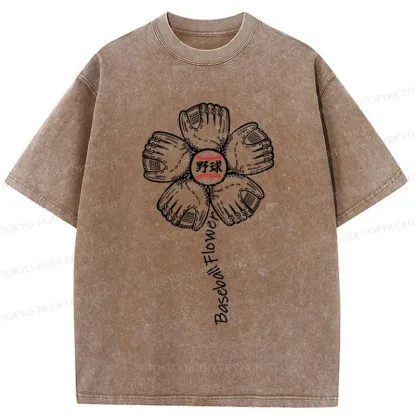 Tokyo-Tiger Baseball Flower Washed T-Shirt
