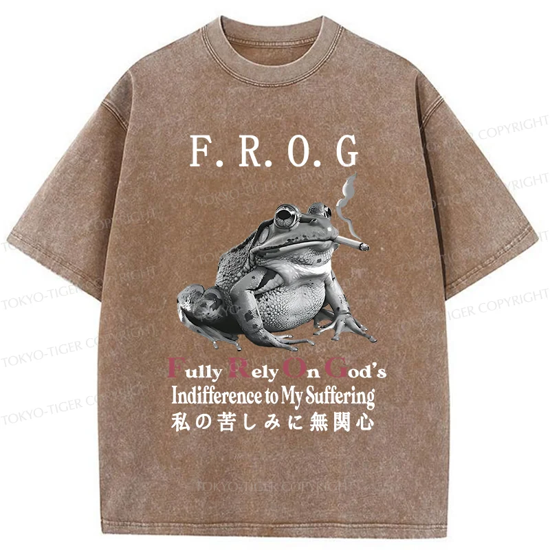 Tokyo-Tiger Indifferent Frog Washed T-Shirt