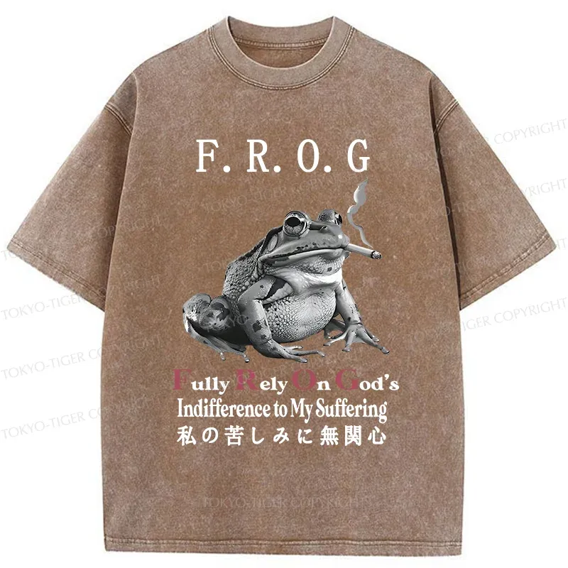 Tokyo-Tiger Indifferent Frog Washed T-Shirt